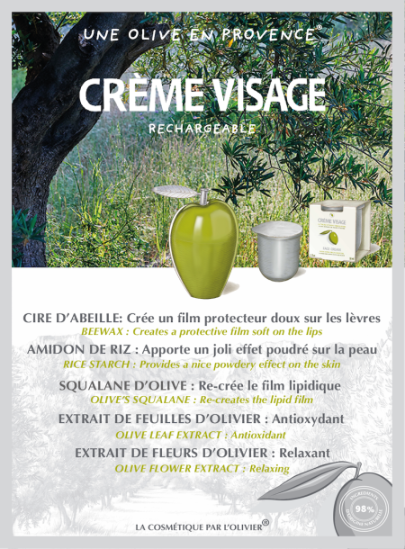 La Crème Visage à l'Huile d'Olive 50ml - Rechargeable