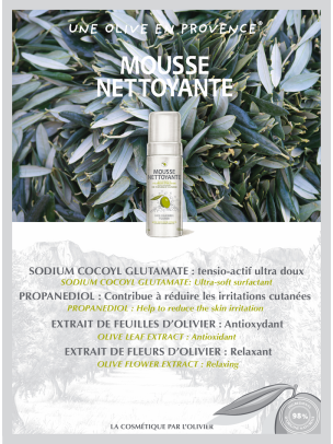 La Mousse Nettoyante aux Extraits de Feuilles d'Olivier 150ml