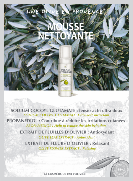 La Mousse Nettoyante aux Extraits de Feuilles d'Olivier 150ml